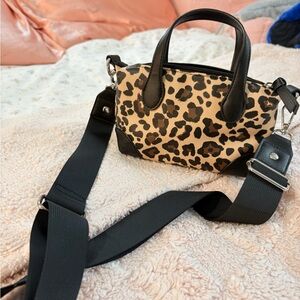 Art Class Leopard Crossbody Bag with Black Straps